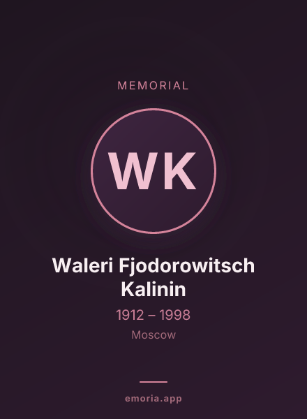 Memorial portrait of Waleri Fjodorowitsch Kalinin