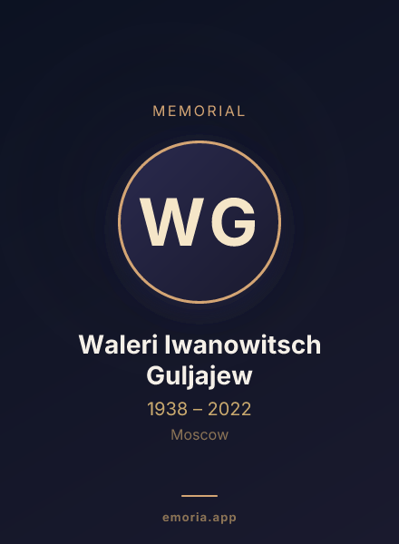 Memorial portrait of Waleri Iwanowitsch Guljajew