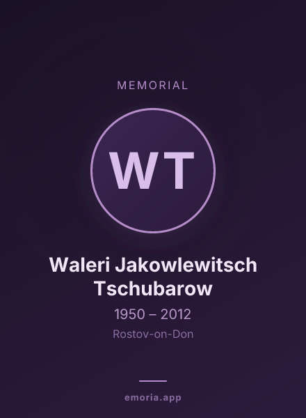 Memorial portrait of Waleri Jakowlewitsch Tschubarow