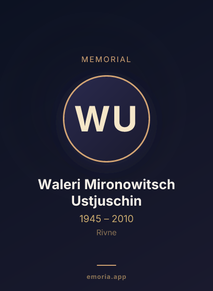 Memorial portrait of Waleri Mironowitsch Ustjuschin