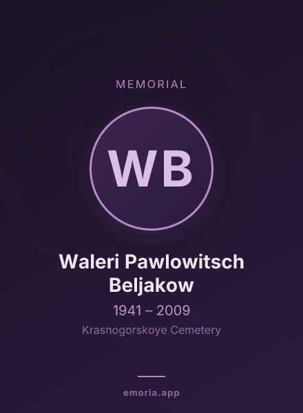 Memorial portrait of Waleri Pawlowitsch Beljakow