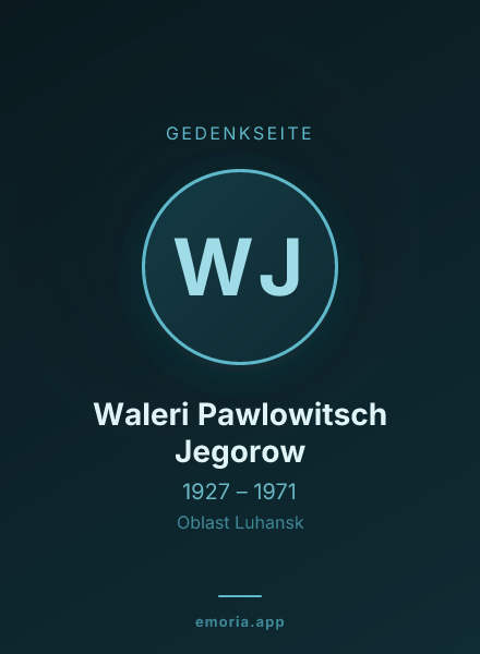 Gedenkportrait von Waleri Pawlowitsch Jegorow
