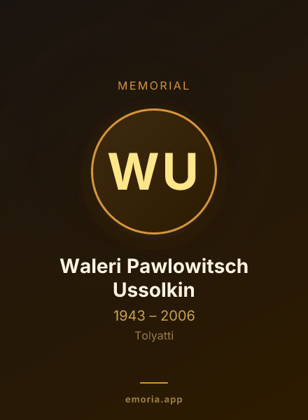 Memorial portrait of Waleri Pawlowitsch Ussolkin