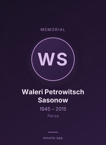 Memorial portrait of Waleri Petrowitsch Sasonow