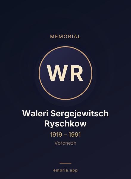 Memorial portrait of Waleri Sergejewitsch Ryschkow