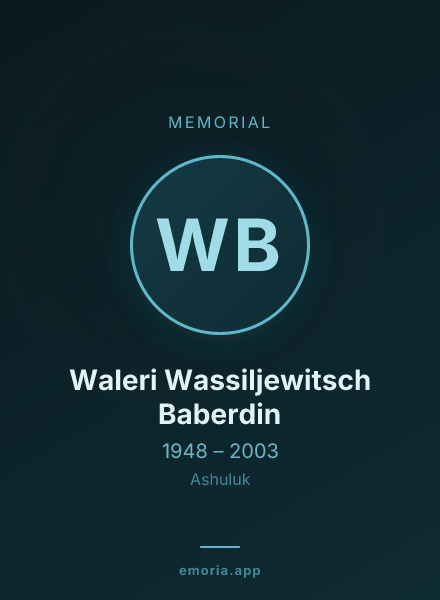 Memorial portrait of Waleri Wassiljewitsch Baberdin
