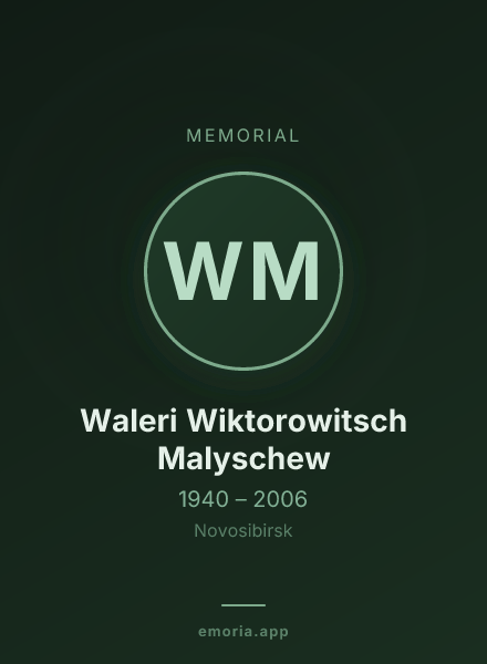 Memorial portrait of Waleri Wiktorowitsch Malyschew