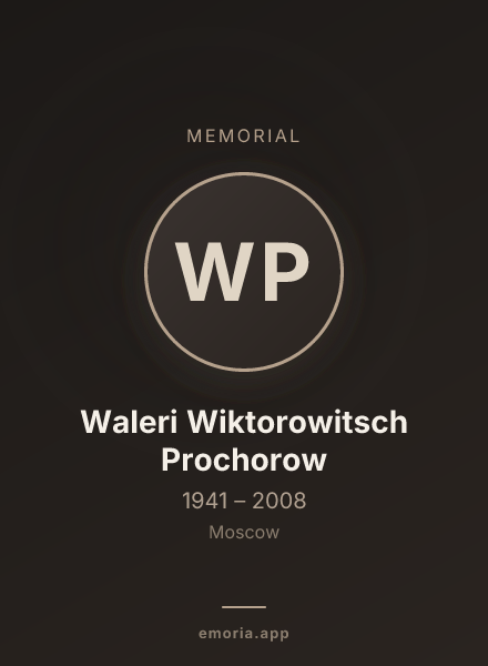 Memorial portrait of Waleri Wiktorowitsch Prochorow