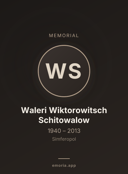 Memorial portrait of Waleri Wiktorowitsch Schitowalow