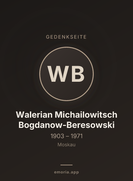 Gedenkportrait von Walerian Michailowitsch Bogdanow-Beresowski