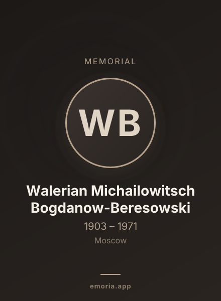 Memorial portrait of Walerian Michailowitsch Bogdanow-Beresowski
