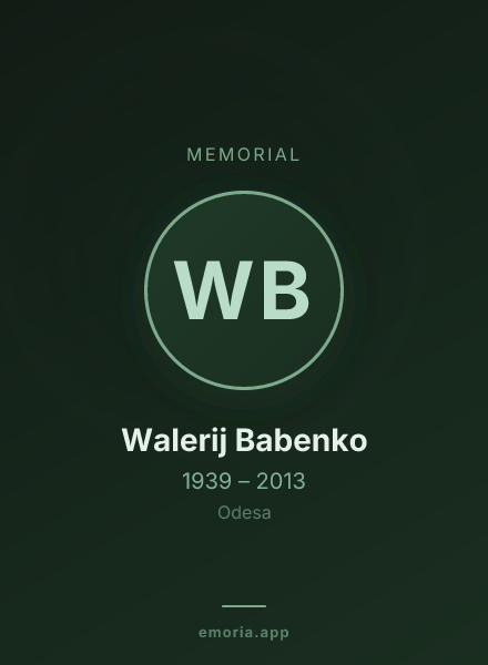 Memorial portrait of Walerij Babenko