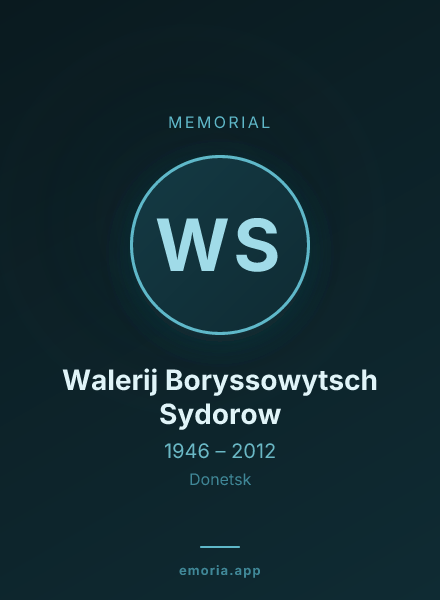 Memorial portrait of Walerij Boryssowytsch Sydorow