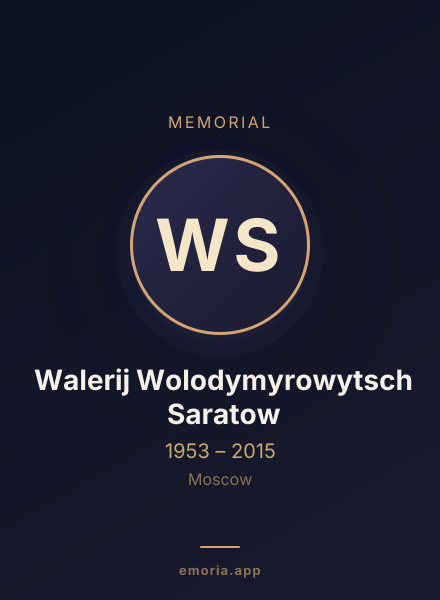 Memorial portrait of Walerij Wolodymyrowytsch Saratow