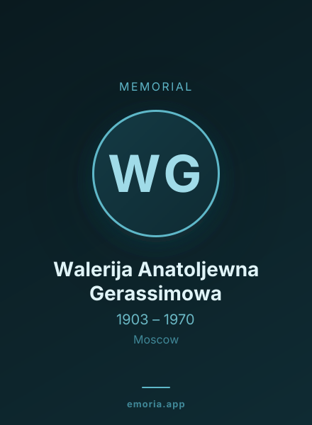 Memorial portrait of Walerija Anatoljewna Gerassimowa
