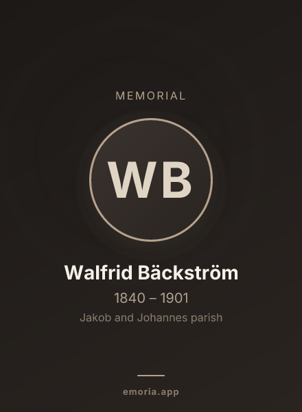 Memorial portrait of Walfrid Bäckström