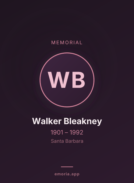 Memorial portrait of Walker Bleakney