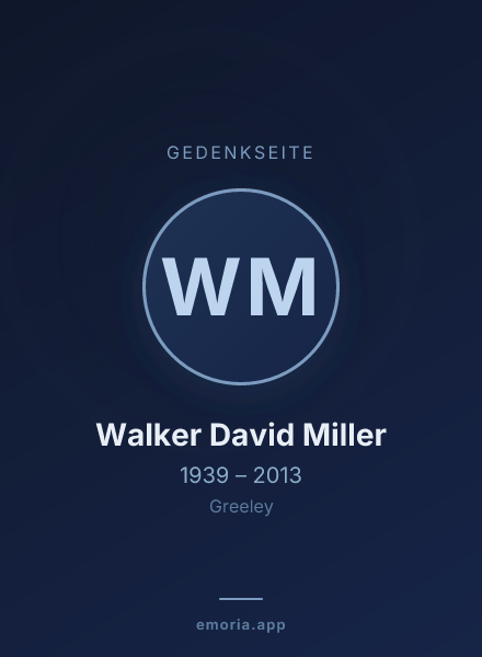 Gedenkportrait von Walker David Miller