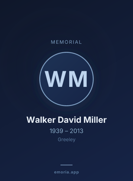 Memorial portrait of Walker David Miller