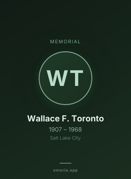 Memorial portrait of Wallace F. Toronto