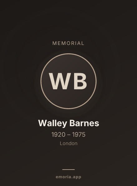 Memorial portrait of Walley Barnes