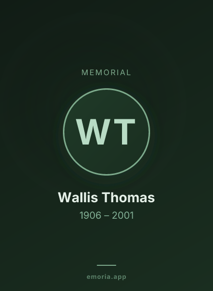 Memorial portrait of Wallis Thomas