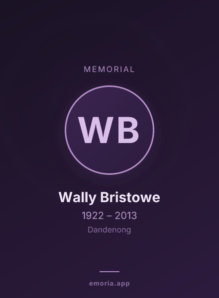 Memorial portrait of Wally Bristowe