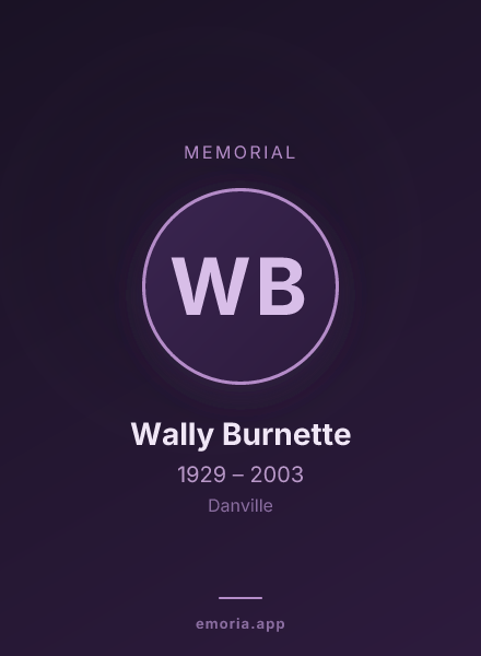 Memorial portrait of Wally Burnette
