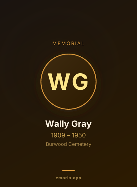 Memorial portrait of Wally Gray