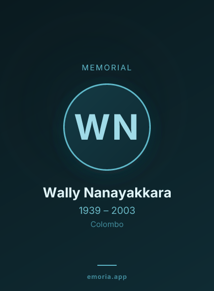 Memorial portrait of Wally Nanayakkara