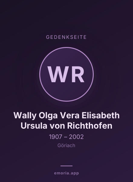 Gedenkportrait von Wally Olga Vera Elisabeth Ursula von Richthofen