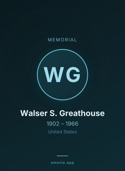 Memorial portrait of Walser S. Greathouse