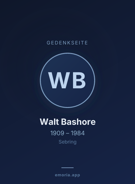 Gedenkportrait von Walt Bashore