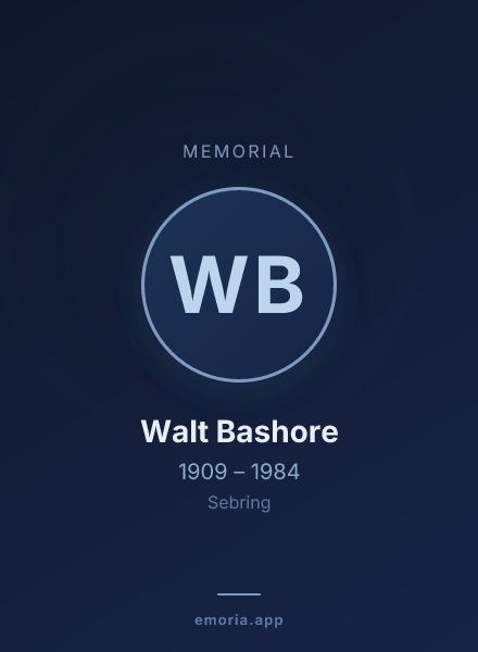 Memorial portrait of Walt Bashore
