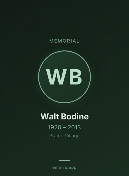 Memorial portrait of Walt Bodine