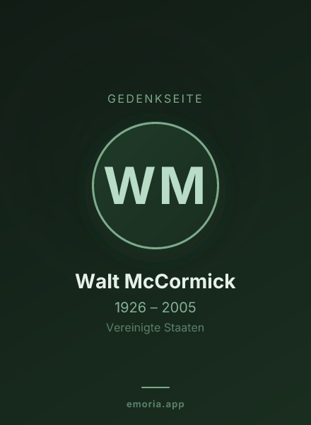 Gedenkportrait von Walt McCormick