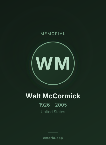 Memorial portrait of Walt McCormick