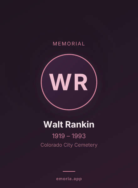 Memorial portrait of Walt Rankin