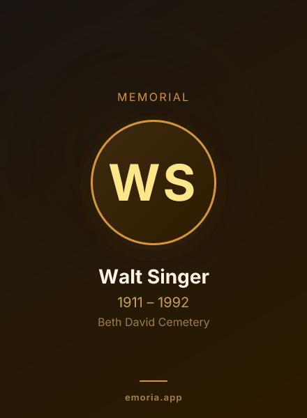 Memorial portrait of Walt Singer