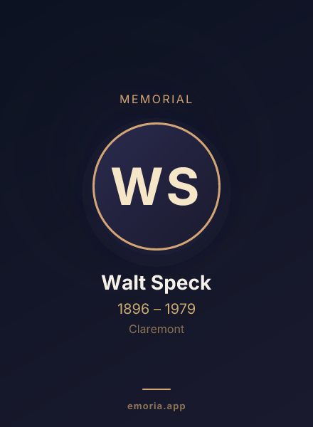 Memorial portrait of Walt Speck