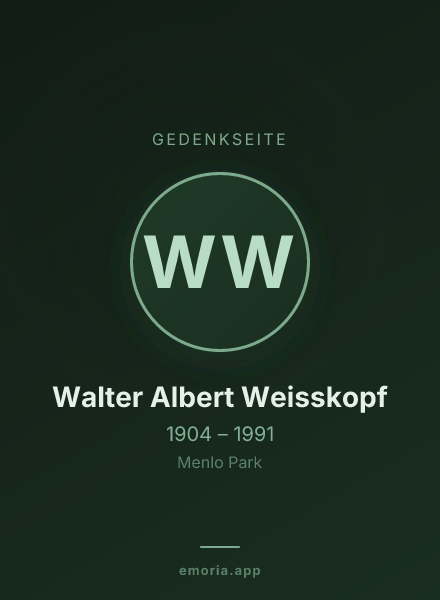 Gedenkportrait von Walter Albert Weisskopf