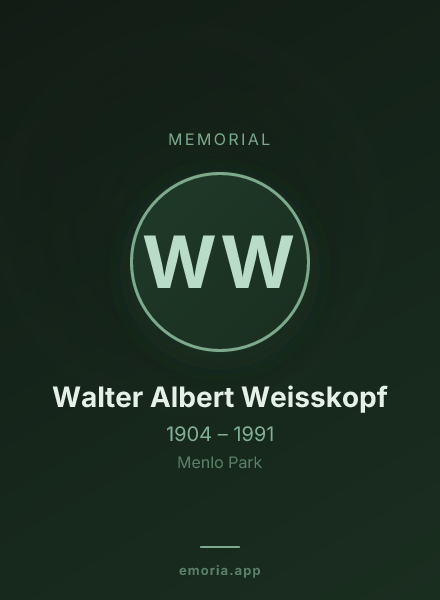 Memorial portrait of Walter Albert Weisskopf