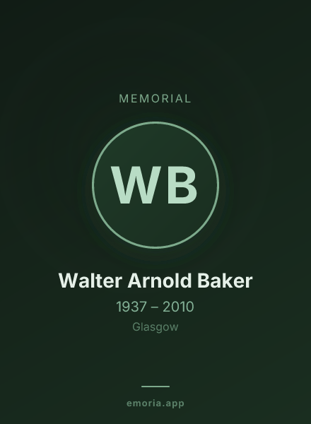 Memorial portrait of Walter Arnold Baker