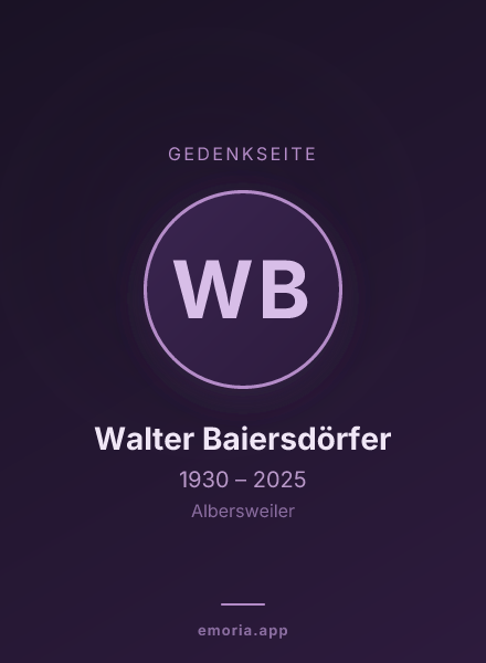 Gedenkportrait von Walter Baiersdörfer