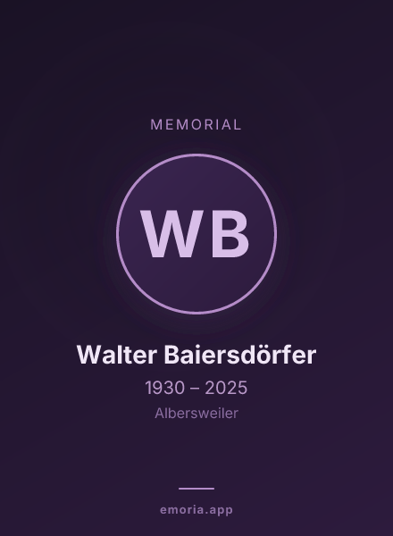 Memorial portrait of Walter Baiersdörfer