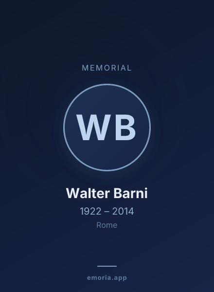 Memorial portrait of Walter Barni