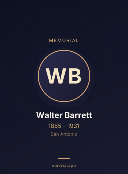 Memorial portrait of Walter Barrett