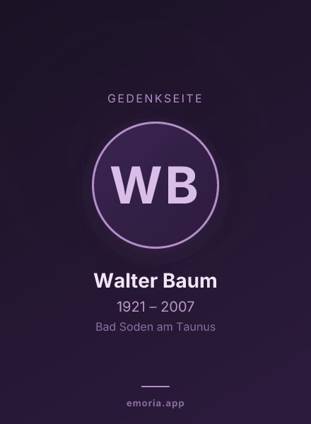 Gedenkportrait von Walter Baum