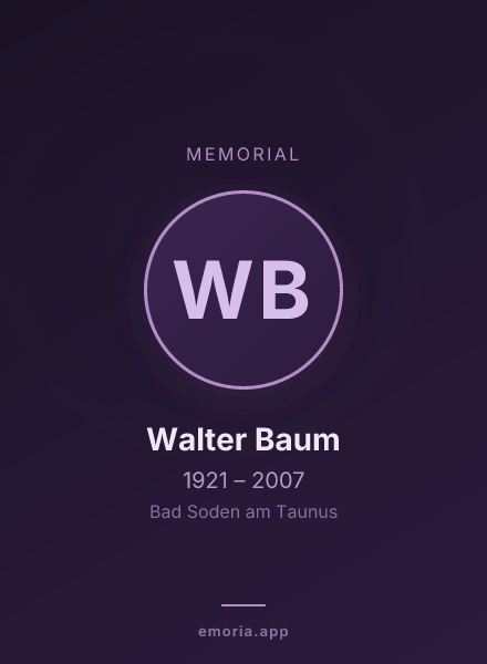 Memorial portrait of Walter Baum