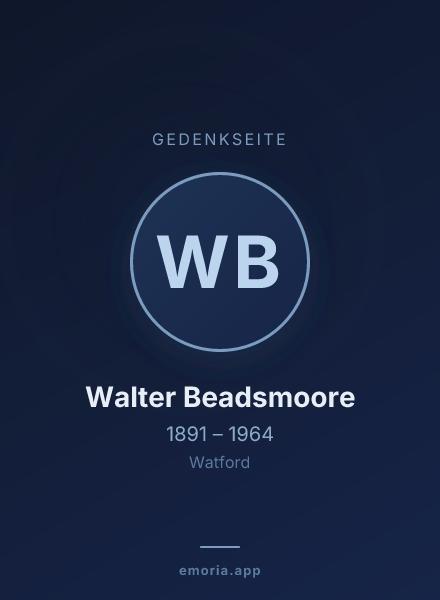 Gedenkportrait von Walter Beadsmoore